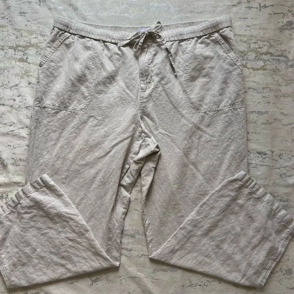Liz Claiborne Linen cotton blend high rise relax fit pants
